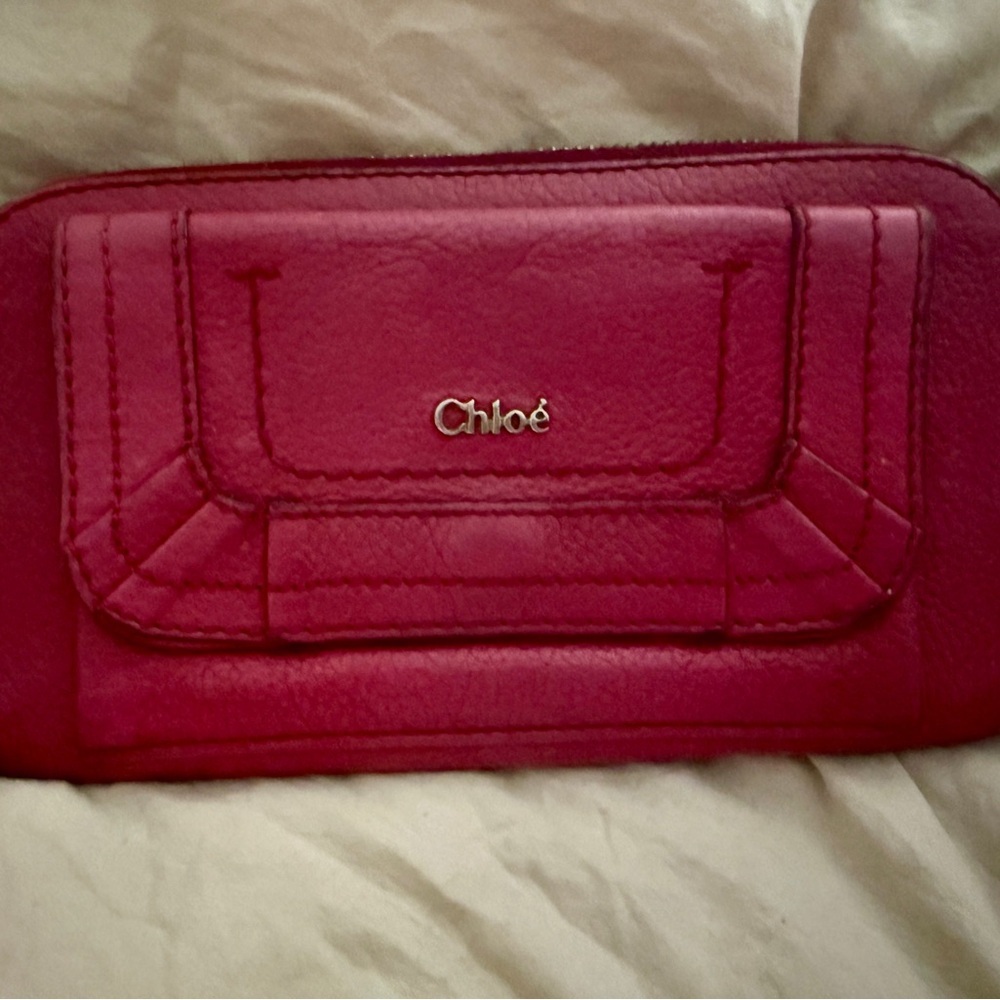 Adorable! Chloe zip around wallet -redish-pink colorway -a lot of room